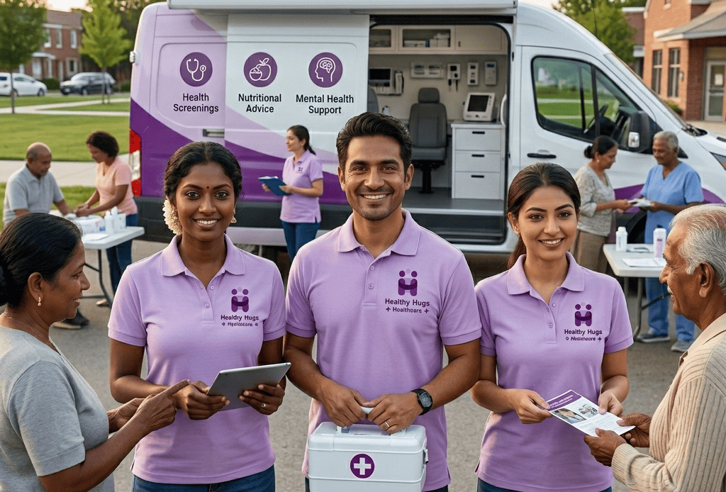 Community health workers helping rural patients